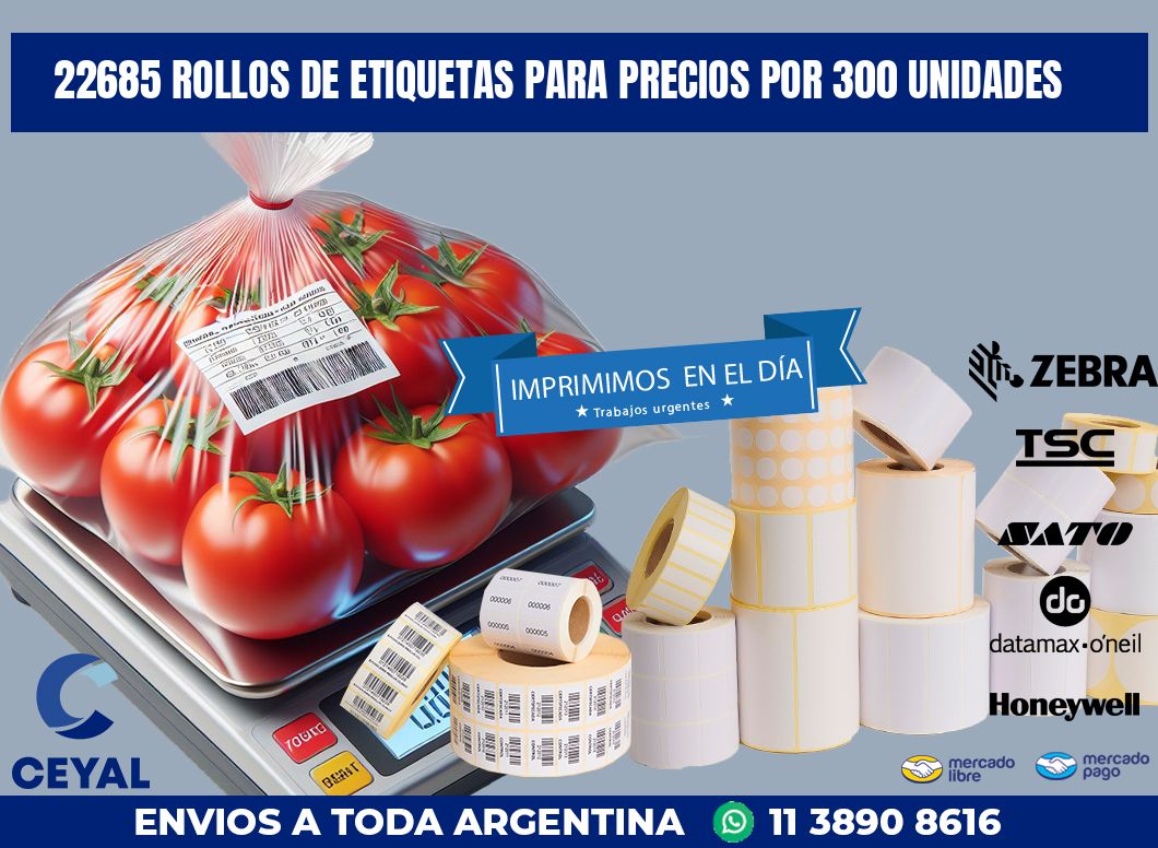 22685 ROLLOS DE ETIQUETAS PARA PRECIOS POR 300 UNIDADES