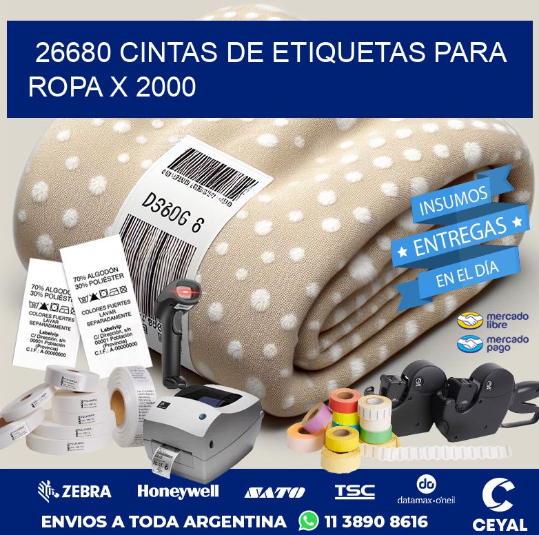 26680 CINTAS DE ETIQUETAS PARA ROPA X 2000