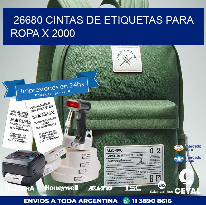 26680 CINTAS DE ETIQUETAS PARA ROPA X 2000