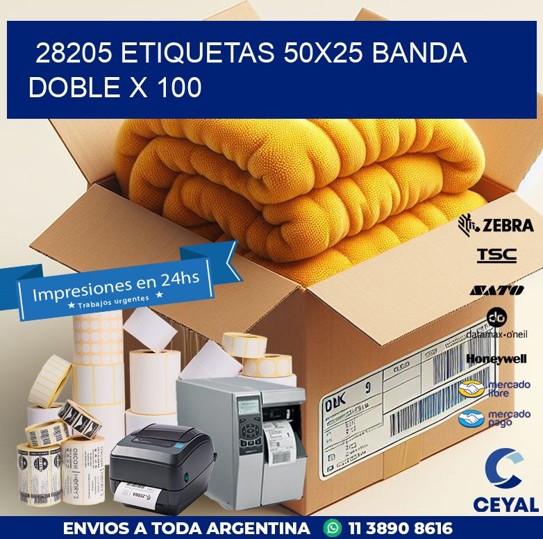 28205 ETIQUETAS 50X25 BANDA DOBLE X 100