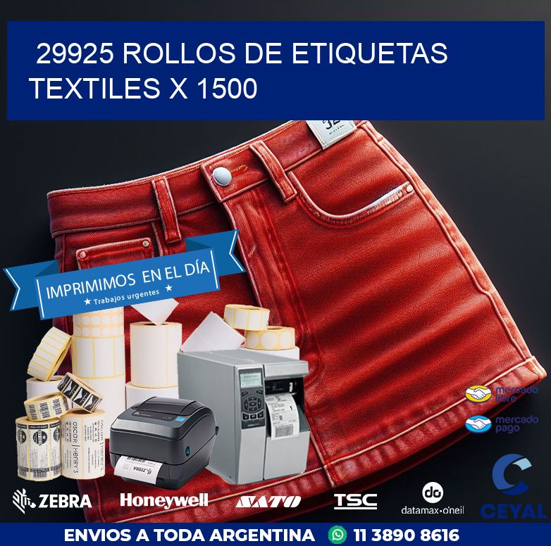 29925 ROLLOS DE ETIQUETAS TEXTILES X 1500