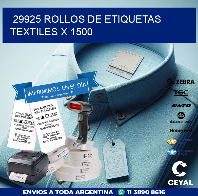 29925 ROLLOS DE ETIQUETAS TEXTILES X 1500