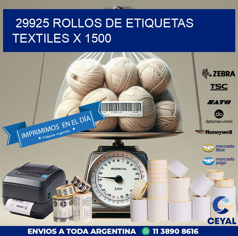 29925 ROLLOS DE ETIQUETAS TEXTILES X 1500