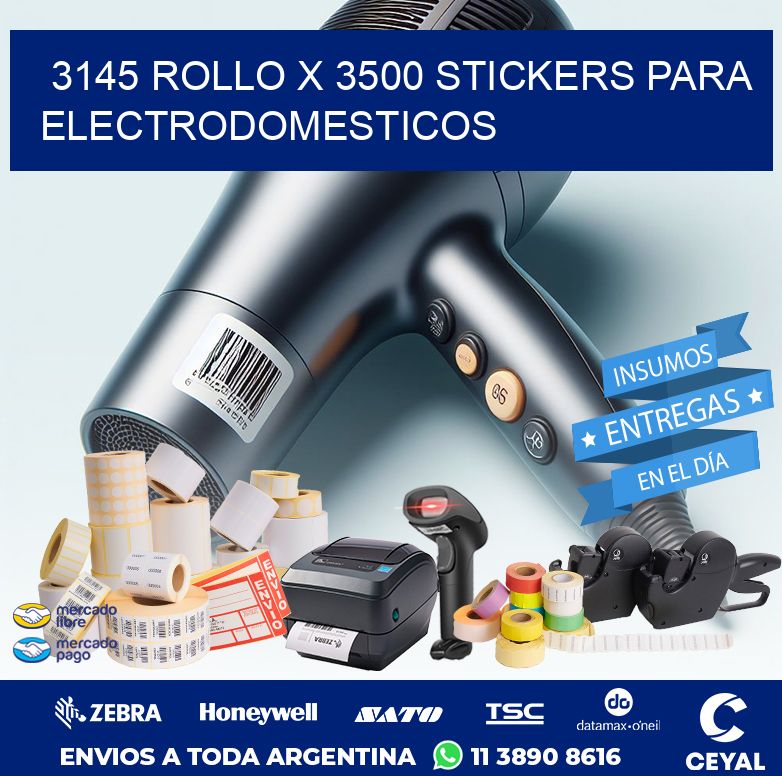 3145 ROLLO X 3500 STICKERS PARA ELECTRODOMESTICOS