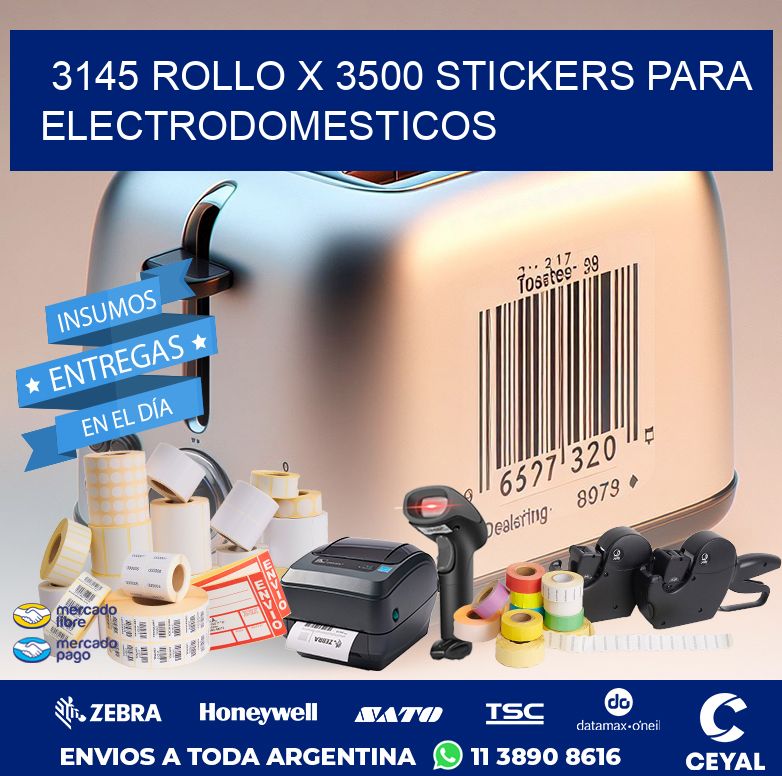 3145 ROLLO X 3500 STICKERS PARA ELECTRODOMESTICOS