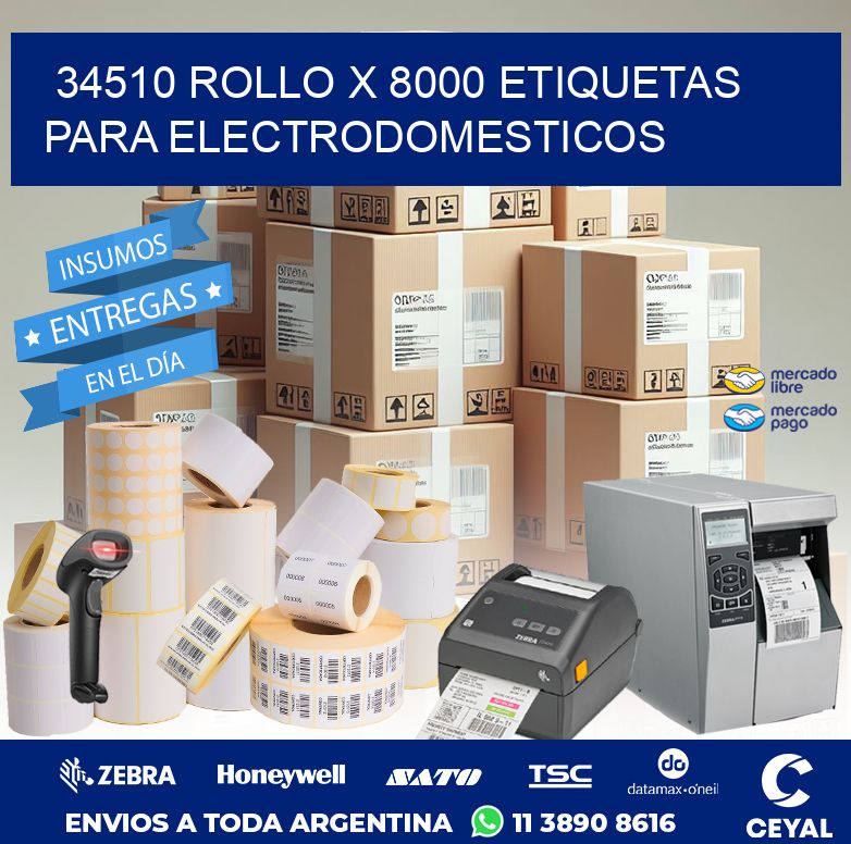 34510 ROLLO X 8000 ETIQUETAS PARA ELECTRODOMESTICOS