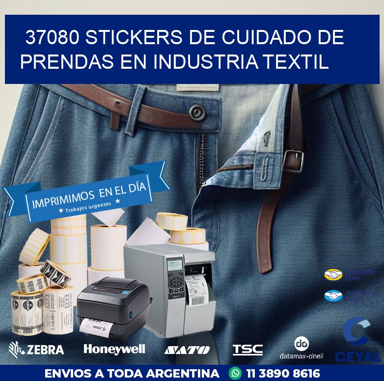 37080 STICKERS DE CUIDADO DE PRENDAS EN INDUSTRIA TEXTIL