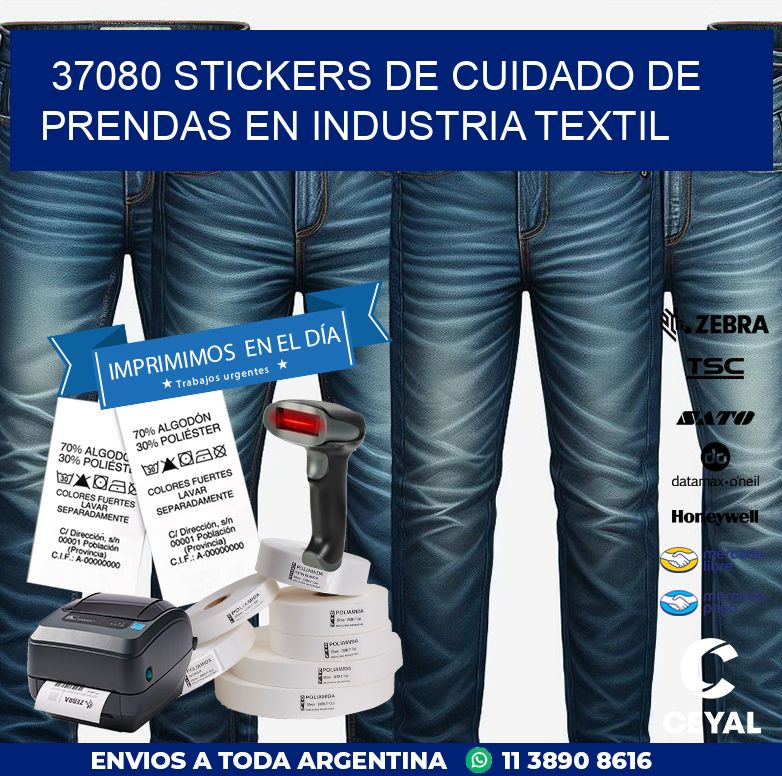 37080 STICKERS DE CUIDADO DE PRENDAS EN INDUSTRIA TEXTIL