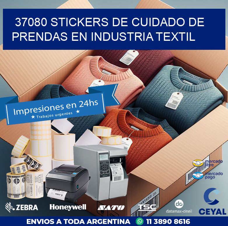 37080 STICKERS DE CUIDADO DE PRENDAS EN INDUSTRIA TEXTIL