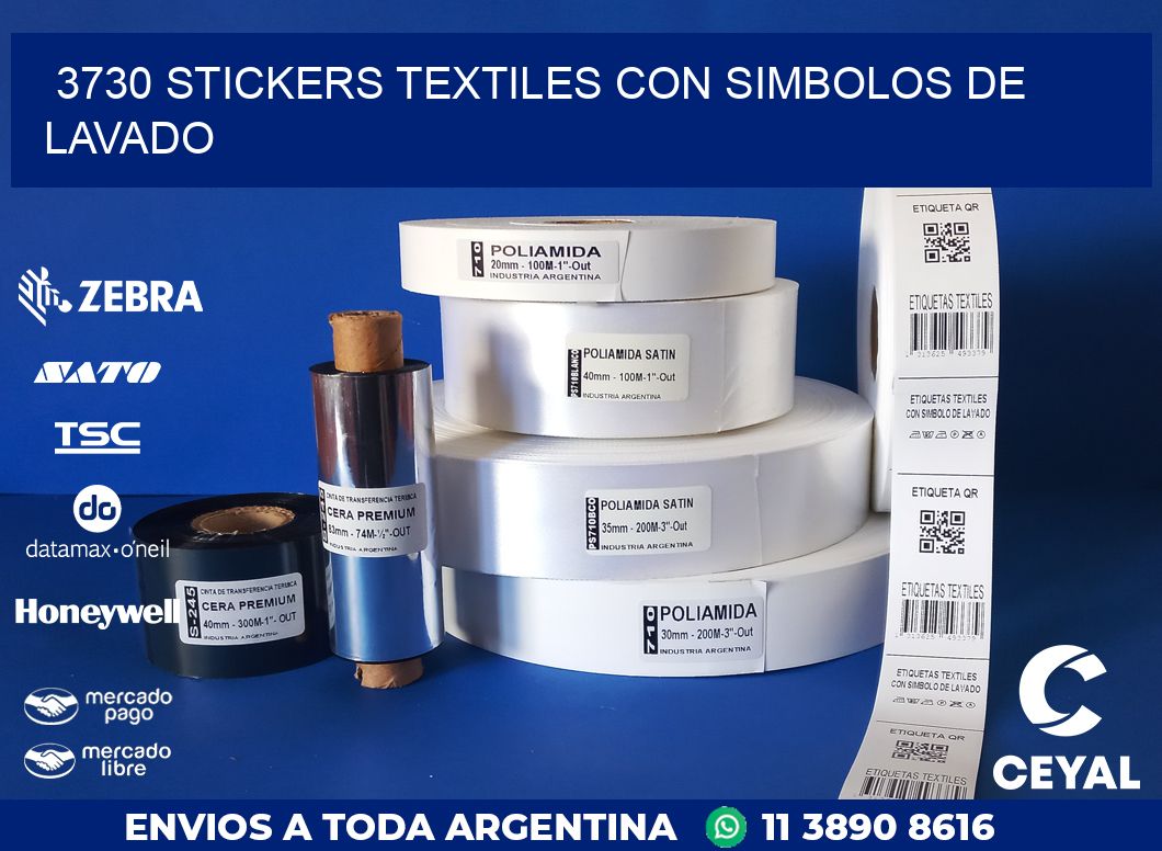 3730 STICKERS TEXTILES CON SIMBOLOS DE LAVADO