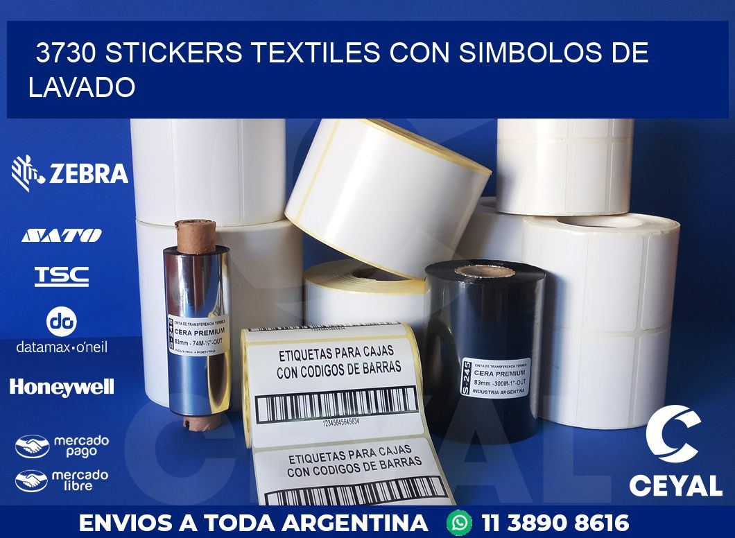 3730 STICKERS TEXTILES CON SIMBOLOS DE LAVADO
