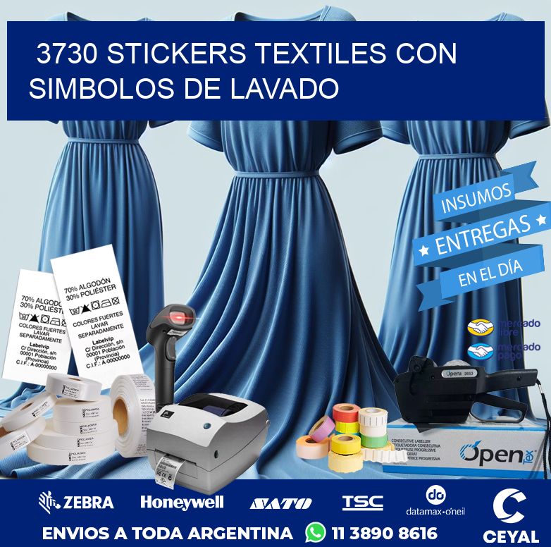 3730 STICKERS TEXTILES CON SIMBOLOS DE LAVADO