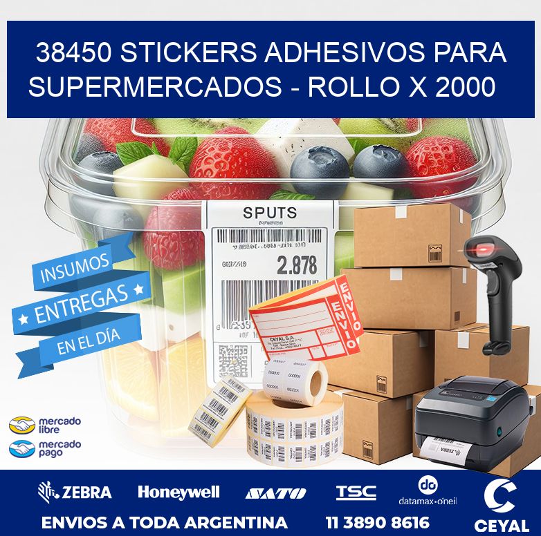 38450 STICKERS ADHESIVOS PARA SUPERMERCADOS – ROLLO X 2000