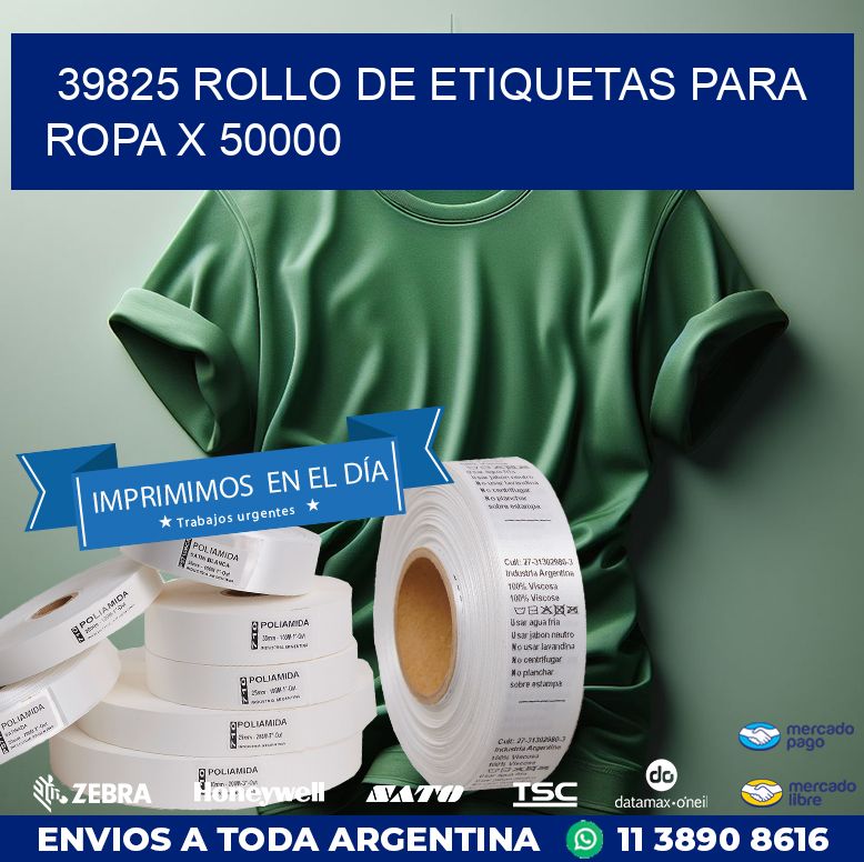 39825 ROLLO DE ETIQUETAS PARA ROPA X 50000
