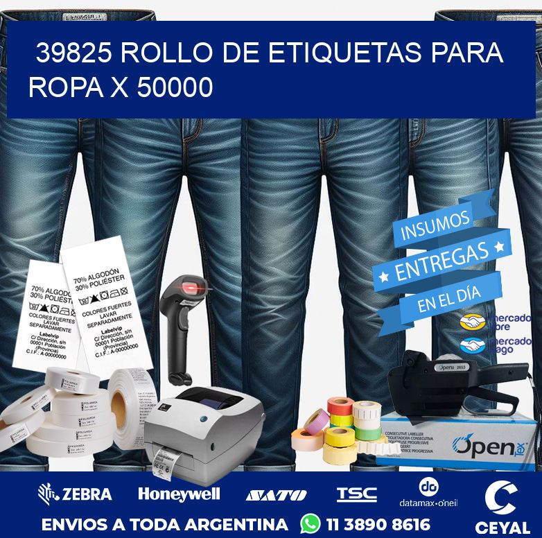 39825 ROLLO DE ETIQUETAS PARA ROPA X 50000