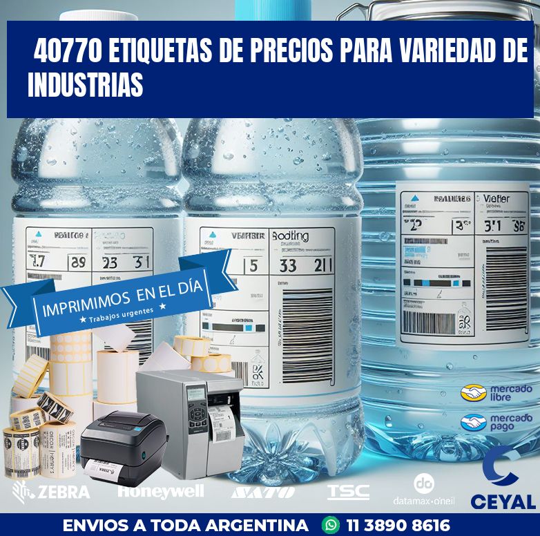 40770 ETIQUETAS DE PRECIOS PARA VARIEDAD DE INDUSTRIAS