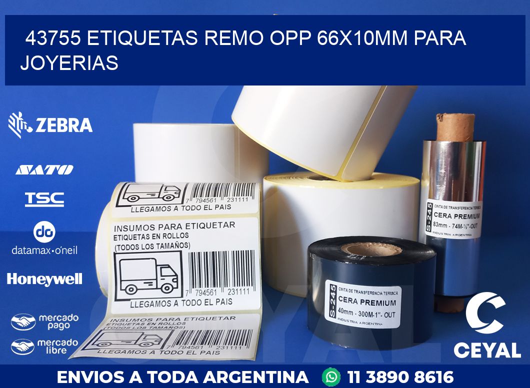 43755 ETIQUETAS REMO OPP 66X10MM PARA JOYERIAS