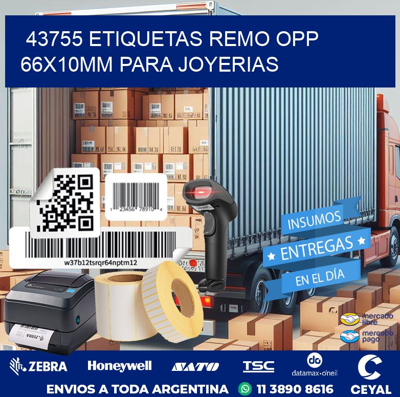 43755 ETIQUETAS REMO OPP 66X10MM PARA JOYERIAS