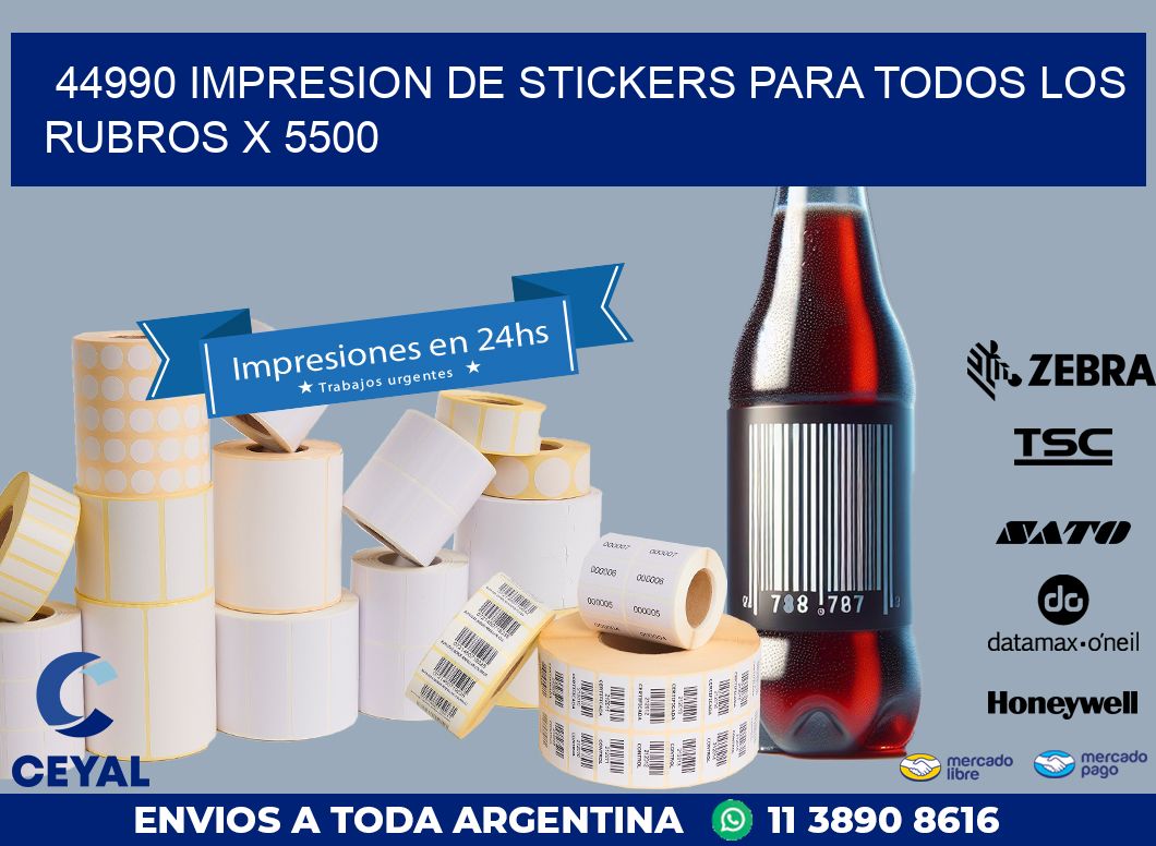 44990 IMPRESION DE STICKERS PARA TODOS LOS RUBROS X 5500