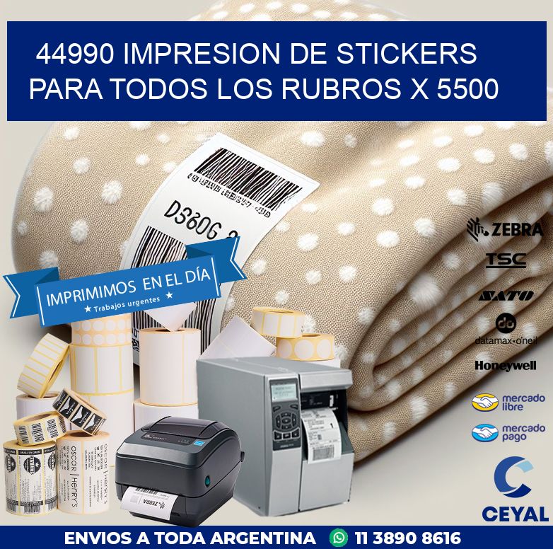 44990 IMPRESION DE STICKERS PARA TODOS LOS RUBROS X 5500