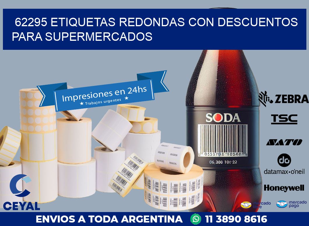 62295 ETIQUETAS REDONDAS CON DESCUENTOS PARA SUPERMERCADOS