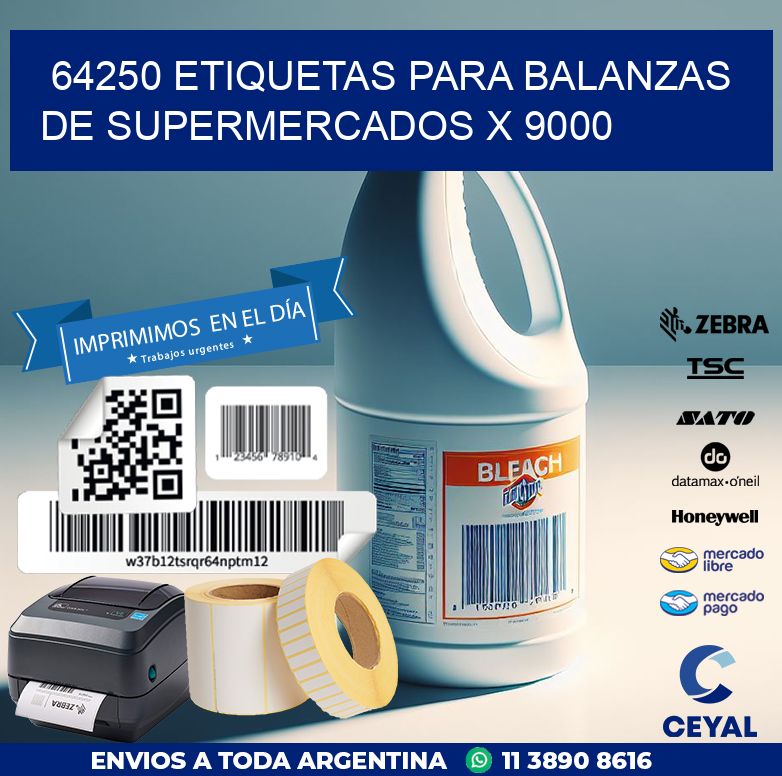 64250 ETIQUETAS PARA BALANZAS DE SUPERMERCADOS X 9000