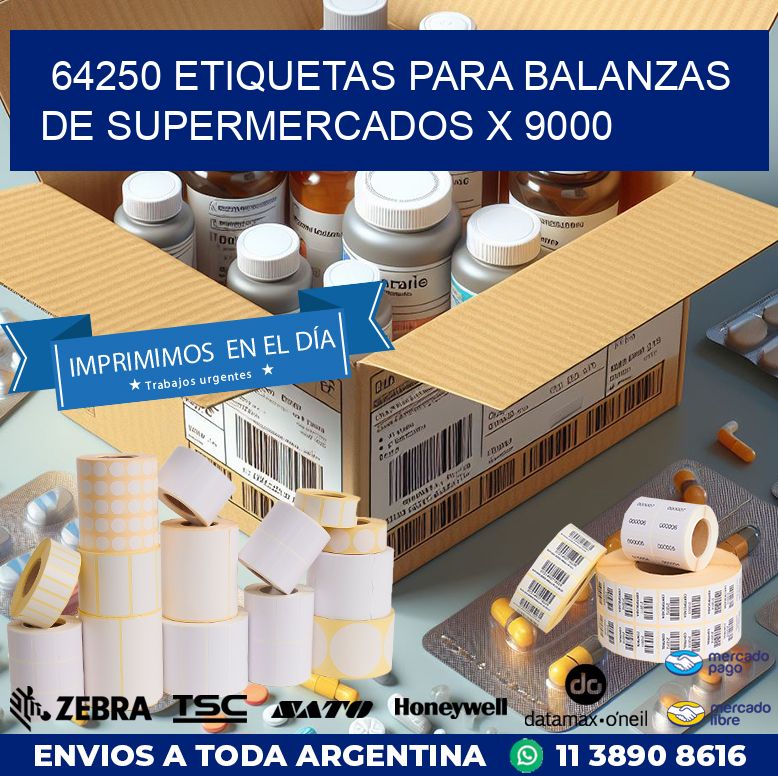 64250 ETIQUETAS PARA BALANZAS DE SUPERMERCADOS X 9000