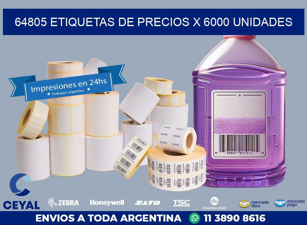 64805 ETIQUETAS DE PRECIOS X 6000 UNIDADES