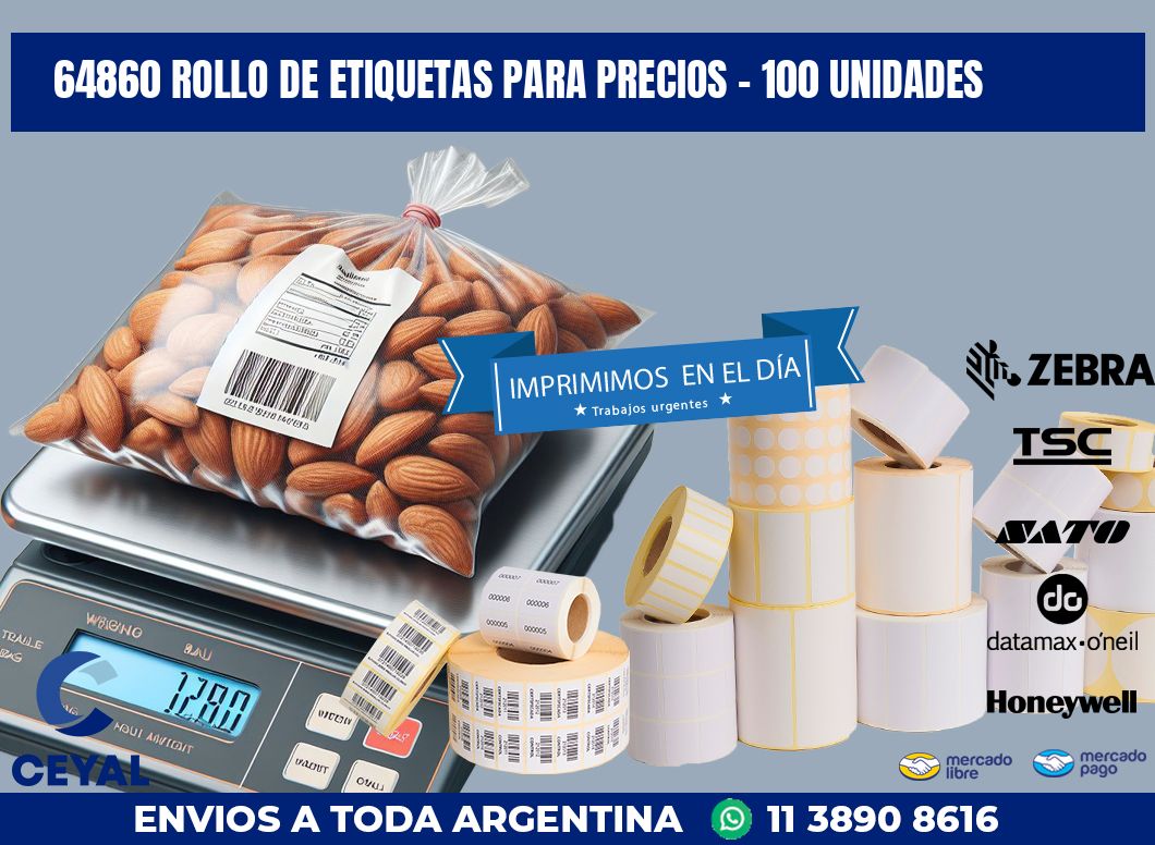 64860 ROLLO DE ETIQUETAS PARA PRECIOS - 100 UNIDADES