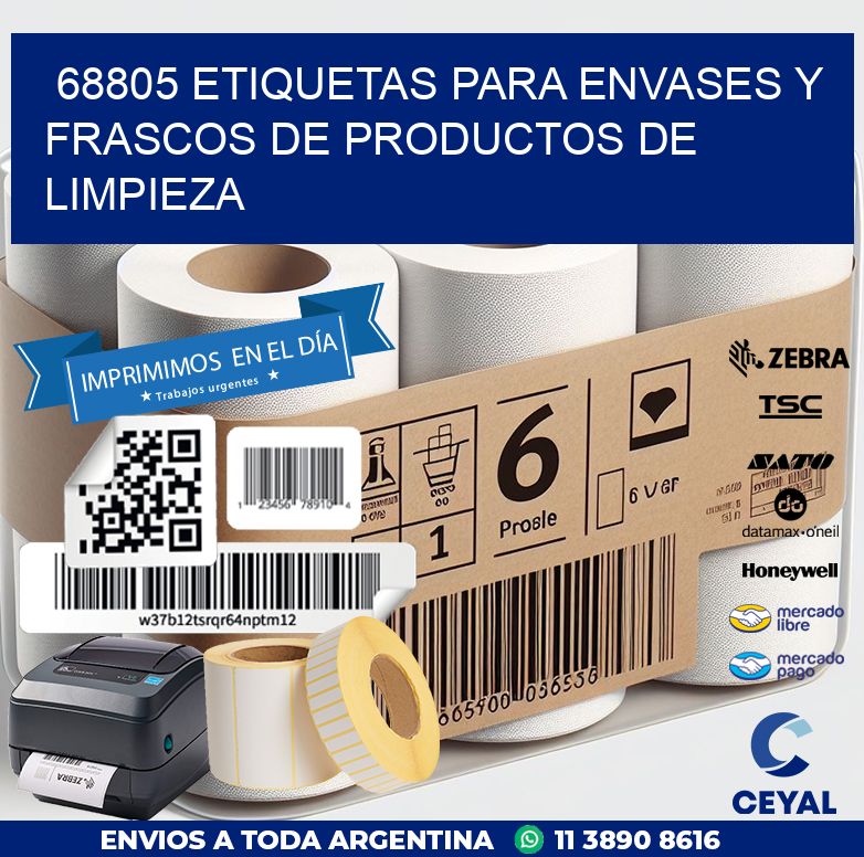 68805 ETIQUETAS PARA ENVASES Y FRASCOS DE PRODUCTOS DE LIMPIEZA