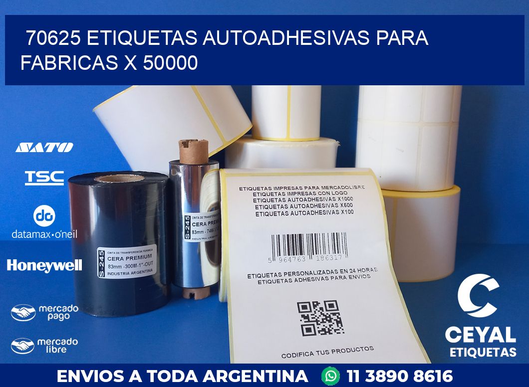 70625 ETIQUETAS AUTOADHESIVAS PARA FABRICAS X 50000