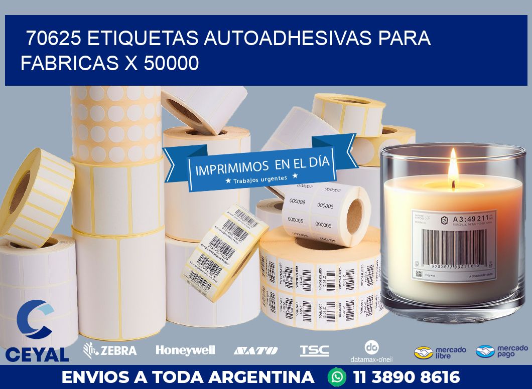 70625 ETIQUETAS AUTOADHESIVAS PARA FABRICAS X 50000