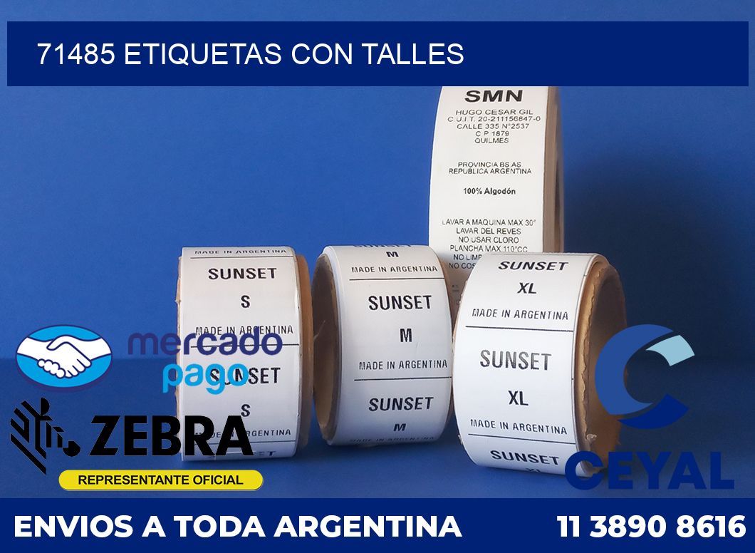 71485 ETIQUETAS CON TALLES