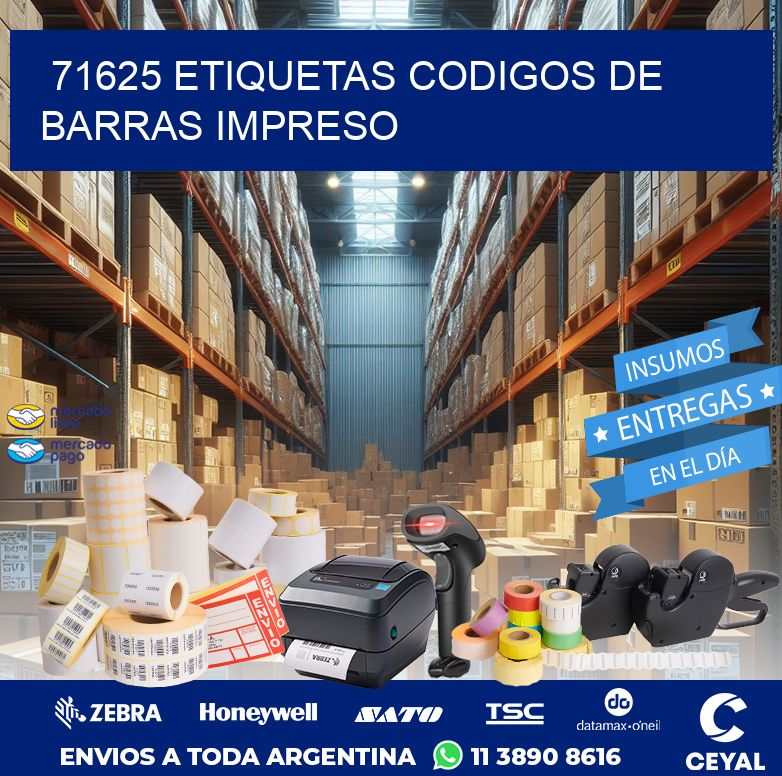 71625 ETIQUETAS CODIGOS DE BARRAS IMPRESO