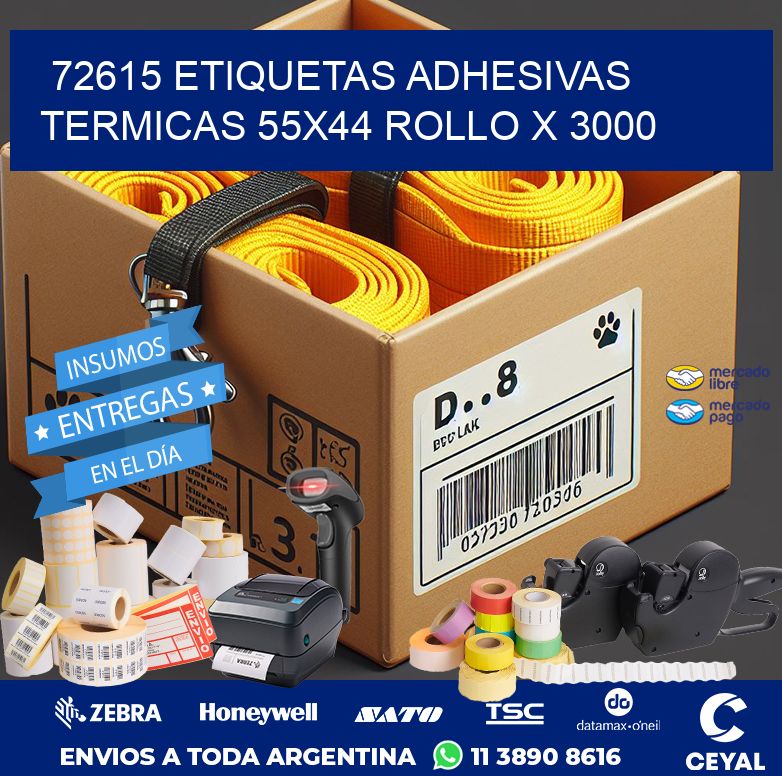 72615 ETIQUETAS ADHESIVAS TERMICAS 55X44 ROLLO X 3000