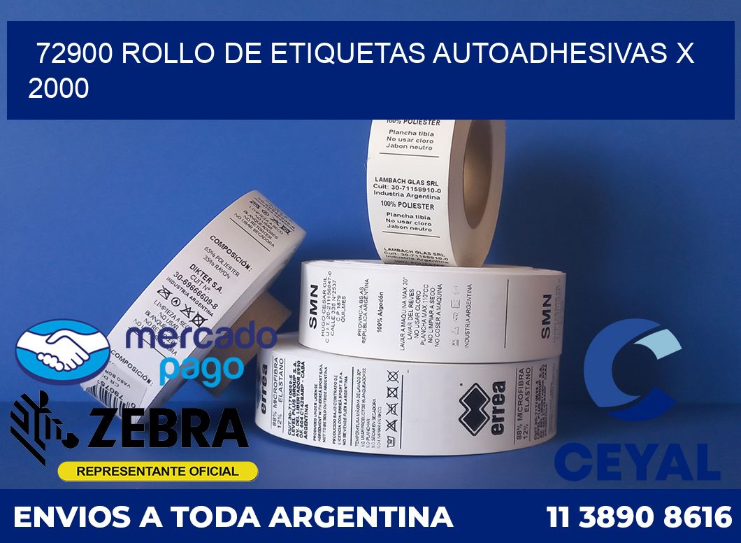 72900 ROLLO DE ETIQUETAS AUTOADHESIVAS X 2000