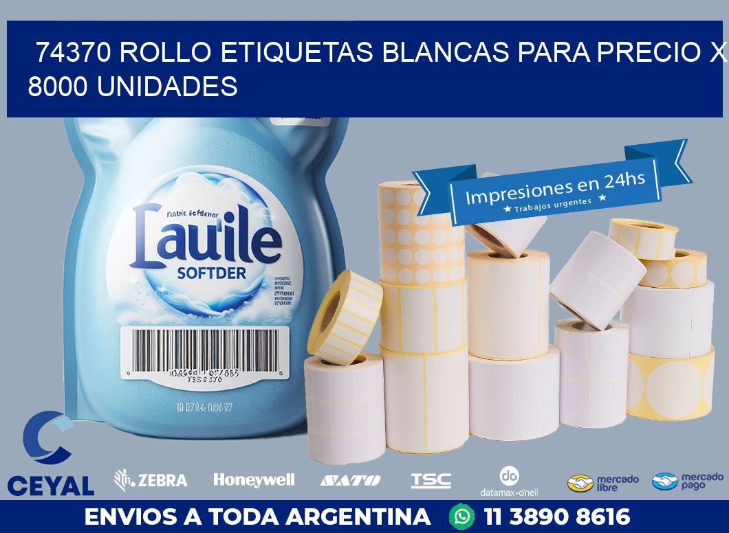 74370 ROLLO ETIQUETAS BLANCAS PARA PRECIO X 8000 UNIDADES