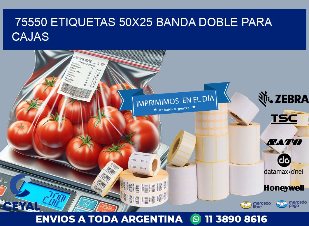 75550 ETIQUETAS 50X25 BANDA DOBLE PARA CAJAS