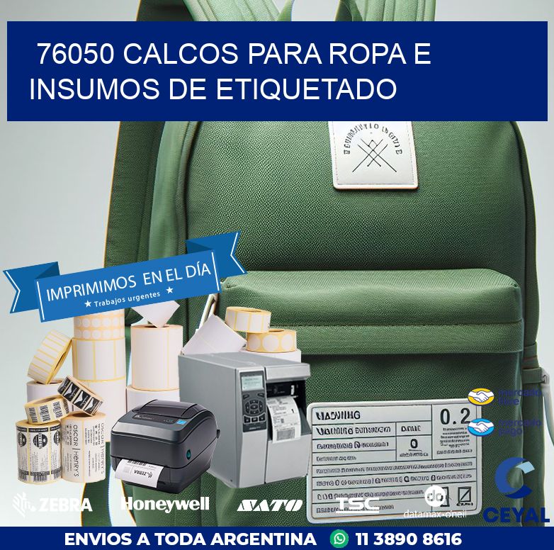 76050 CALCOS PARA ROPA E INSUMOS DE ETIQUETADO