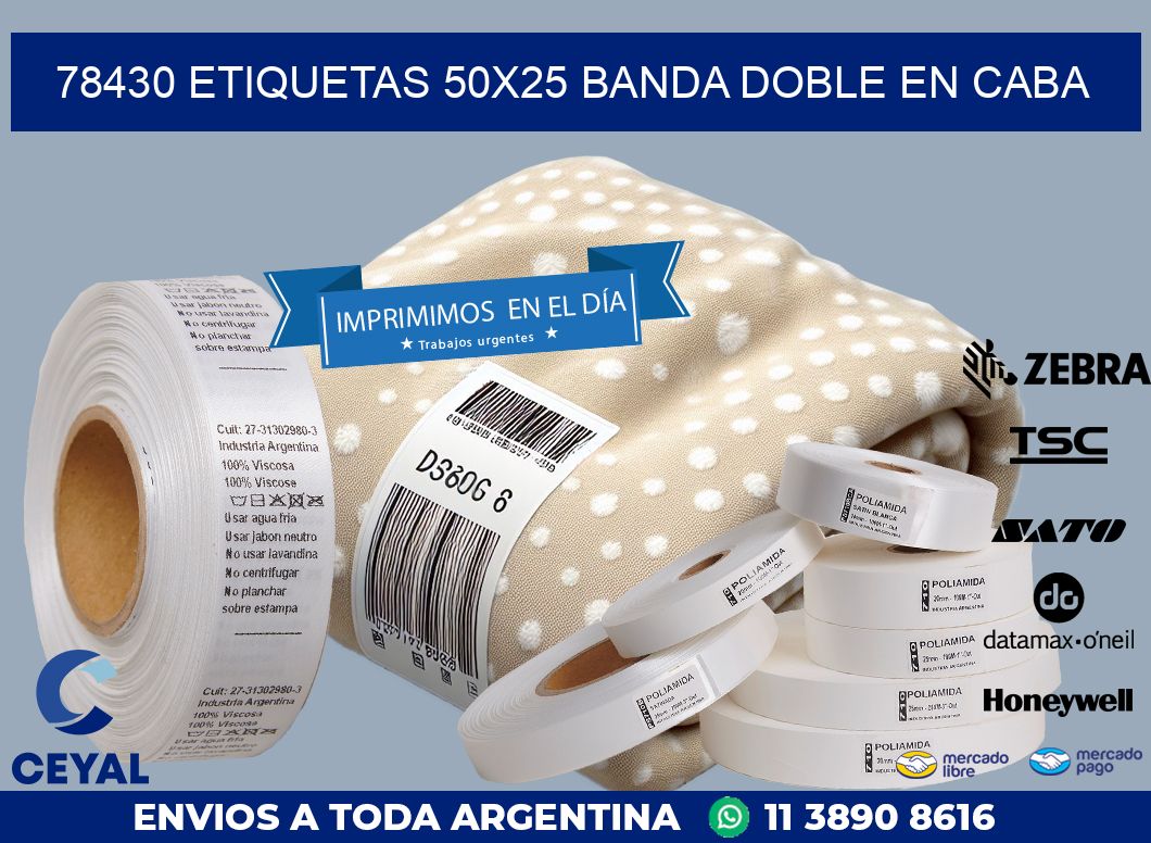 78430 ETIQUETAS 50X25 BANDA DOBLE EN CABA