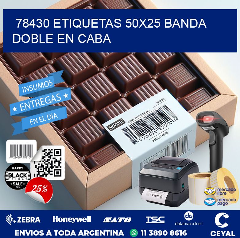 78430 ETIQUETAS 50X25 BANDA DOBLE EN CABA