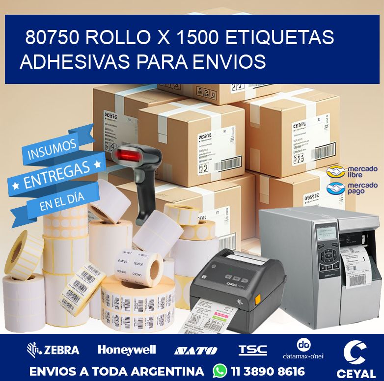 80750 ROLLO X 1500 ETIQUETAS ADHESIVAS PARA ENVIOS