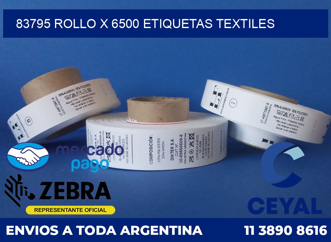 83795 ROLLO X 6500 ETIQUETAS TEXTILES