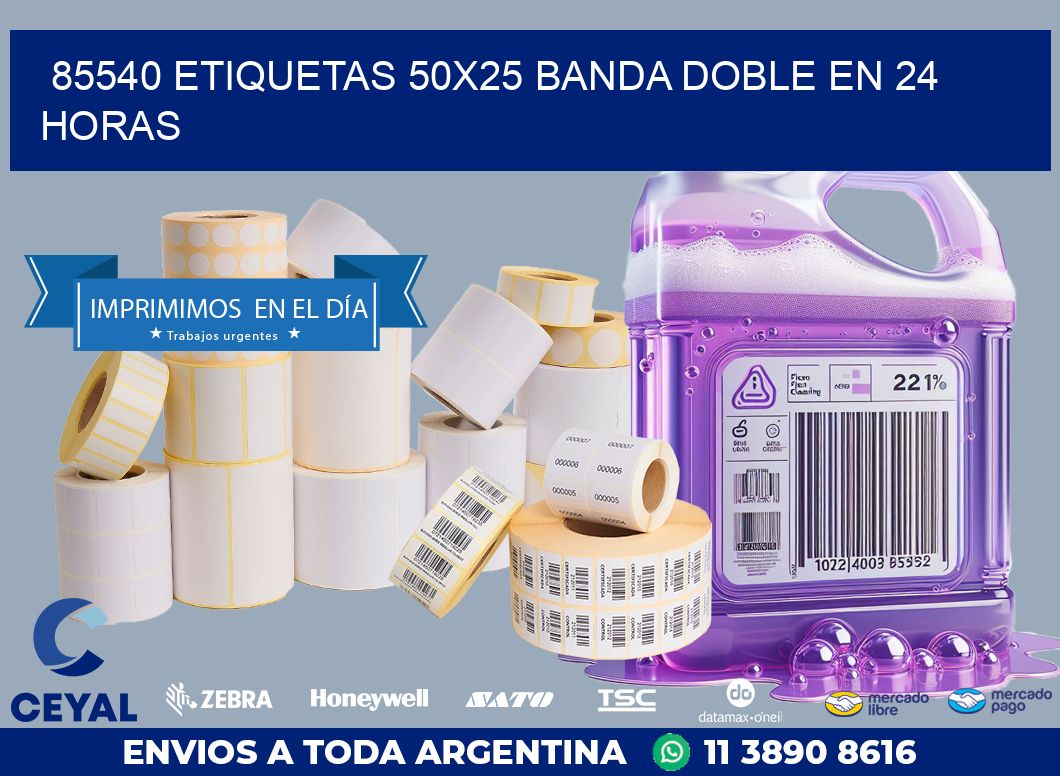 85540 ETIQUETAS 50X25 BANDA DOBLE EN 24 HORAS