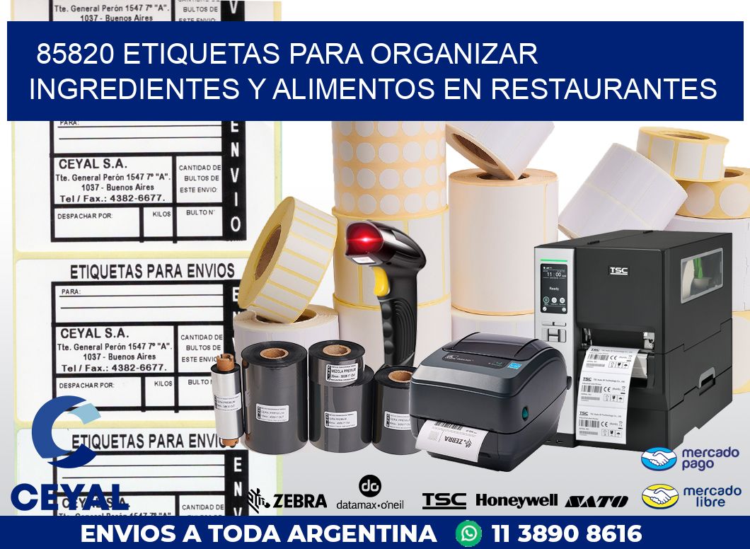 85820 ETIQUETAS PARA ORGANIZAR INGREDIENTES Y ALIMENTOS EN RESTAURANTES