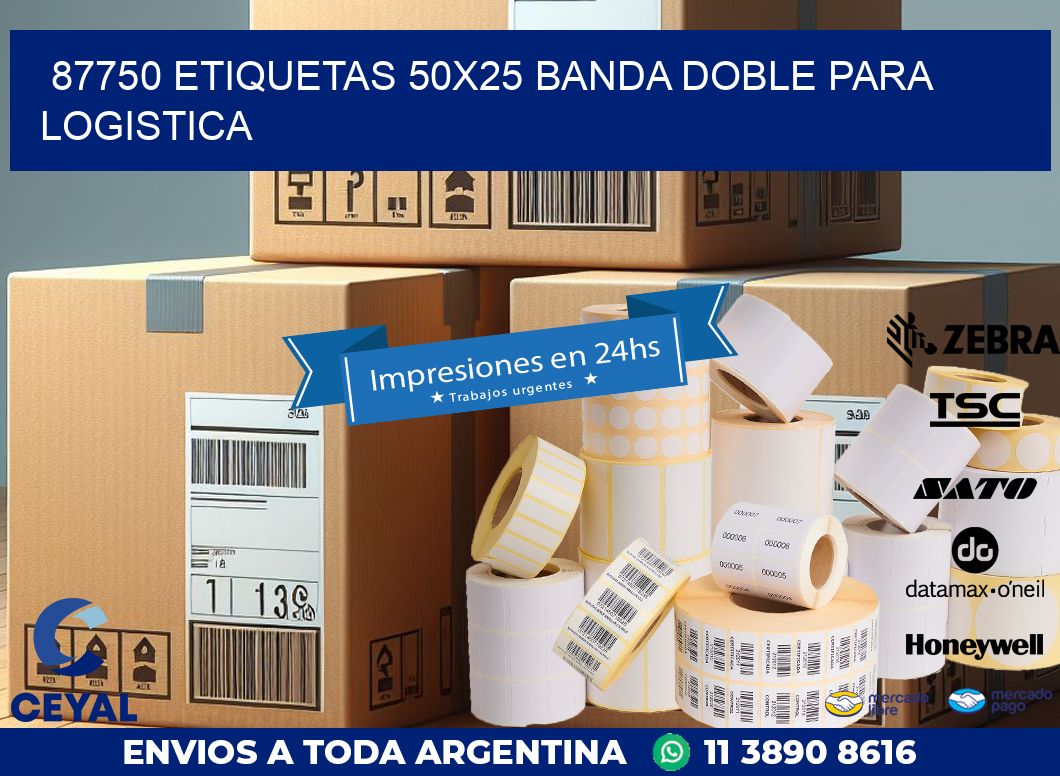 87750 ETIQUETAS 50X25 BANDA DOBLE PARA LOGISTICA