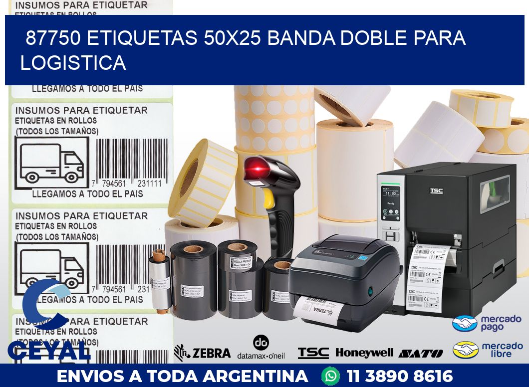 87750 ETIQUETAS 50X25 BANDA DOBLE PARA LOGISTICA