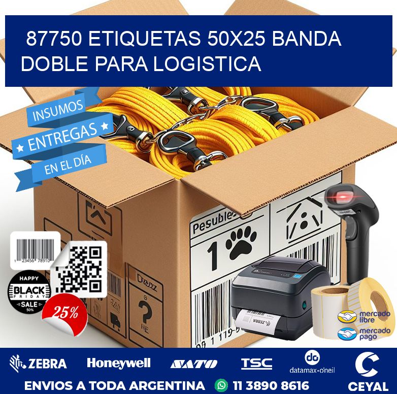 87750 ETIQUETAS 50X25 BANDA DOBLE PARA LOGISTICA