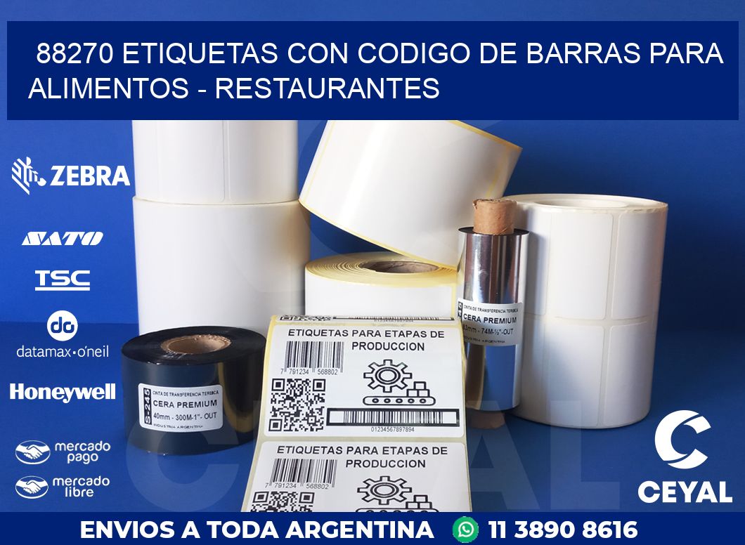 88270 ETIQUETAS CON CODIGO DE BARRAS PARA ALIMENTOS - RESTAURANTES