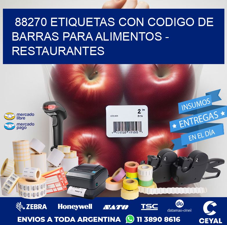 88270 ETIQUETAS CON CODIGO DE BARRAS PARA ALIMENTOS - RESTAURANTES